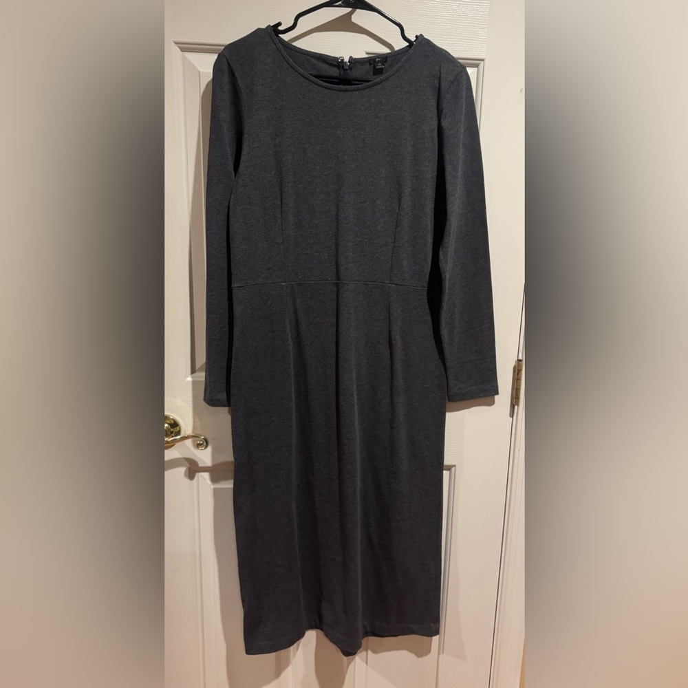 J Crew Grey Sheath Dress with Back Zipper Size 10